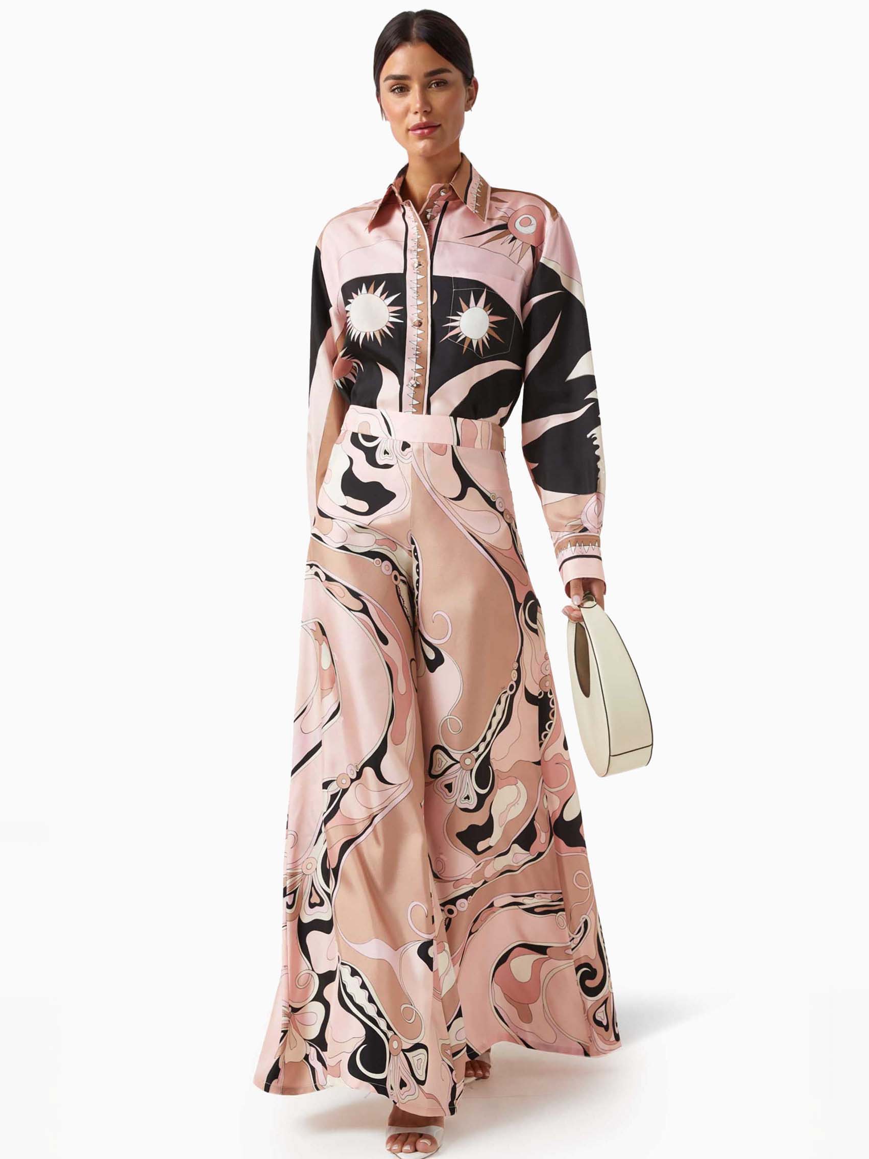 Unique Abstract Floral Print Wide-leg Pants