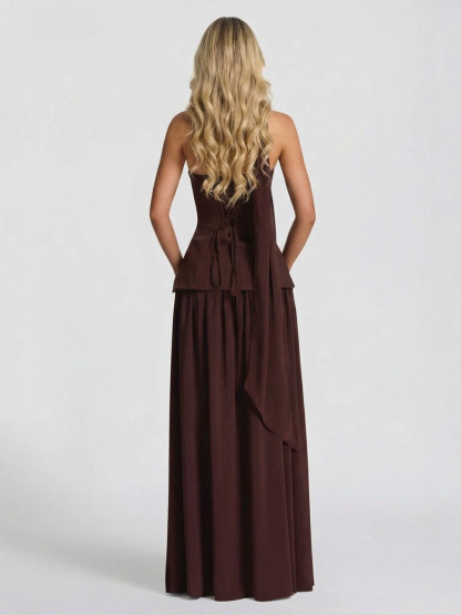 Elegant Sweetheart Neck High Slit Party Maxi Dress