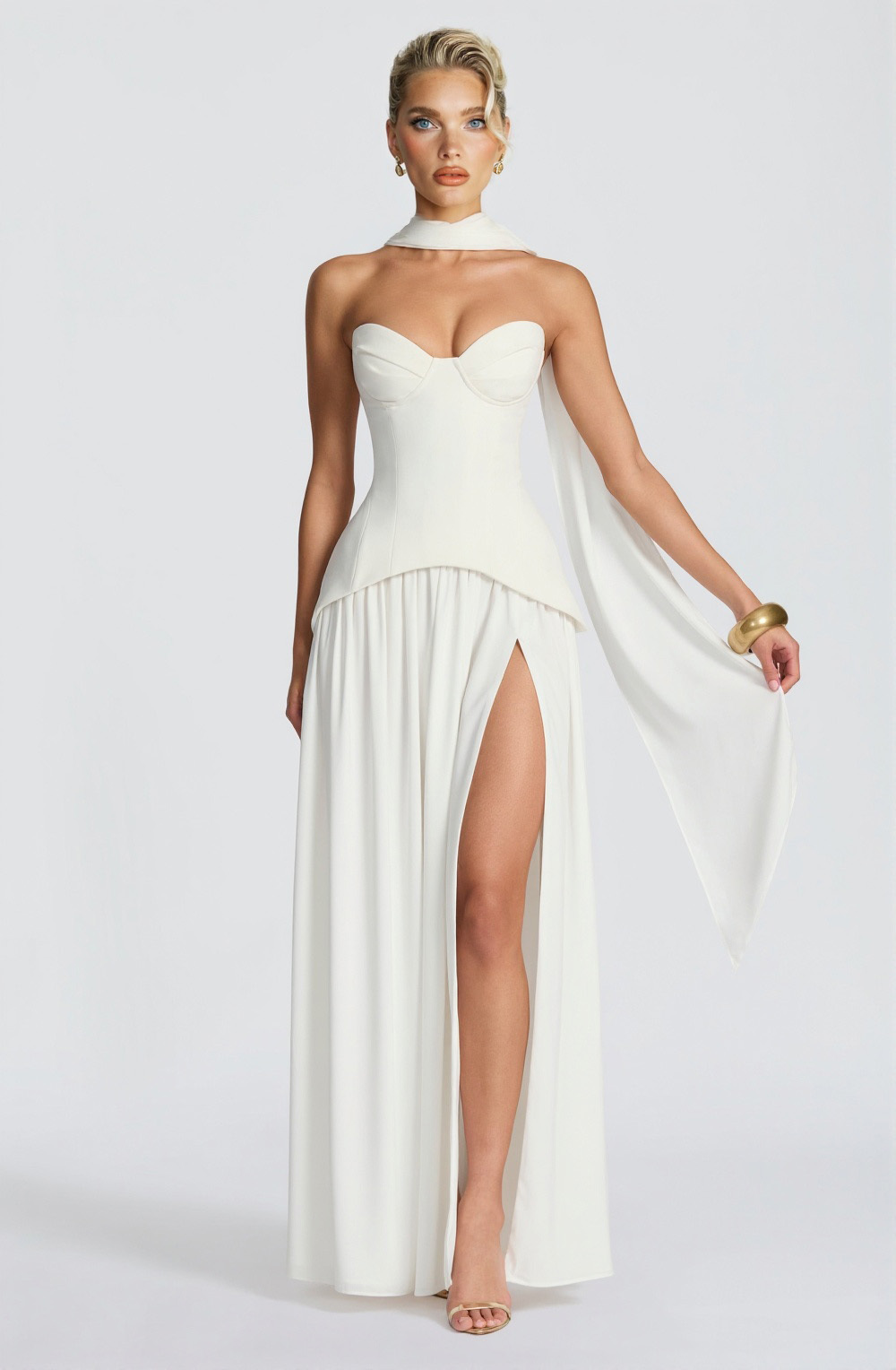 Elegant Sweetheart Neck High Slit Party Maxi Dress