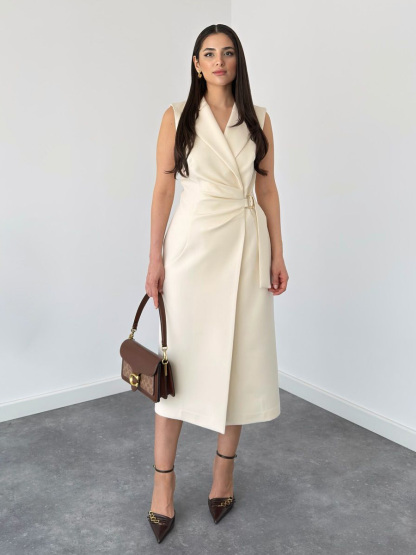 Elegant Wrap-Style Fitted Midi Dress