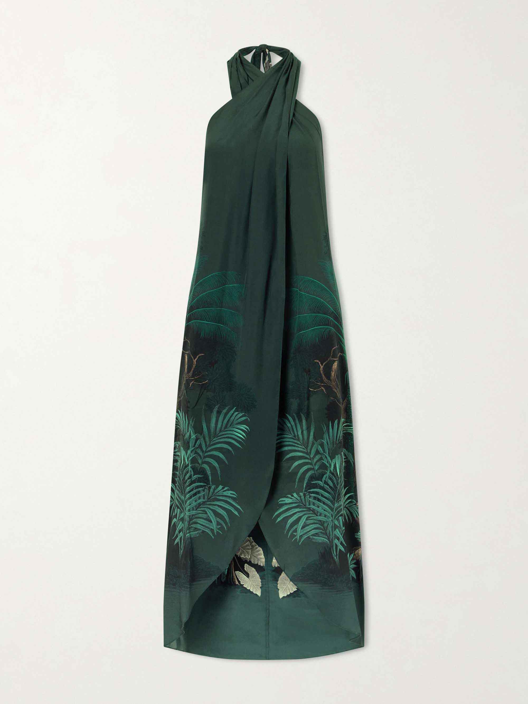 Tropical Palm Print Wide-Leg Pants Set