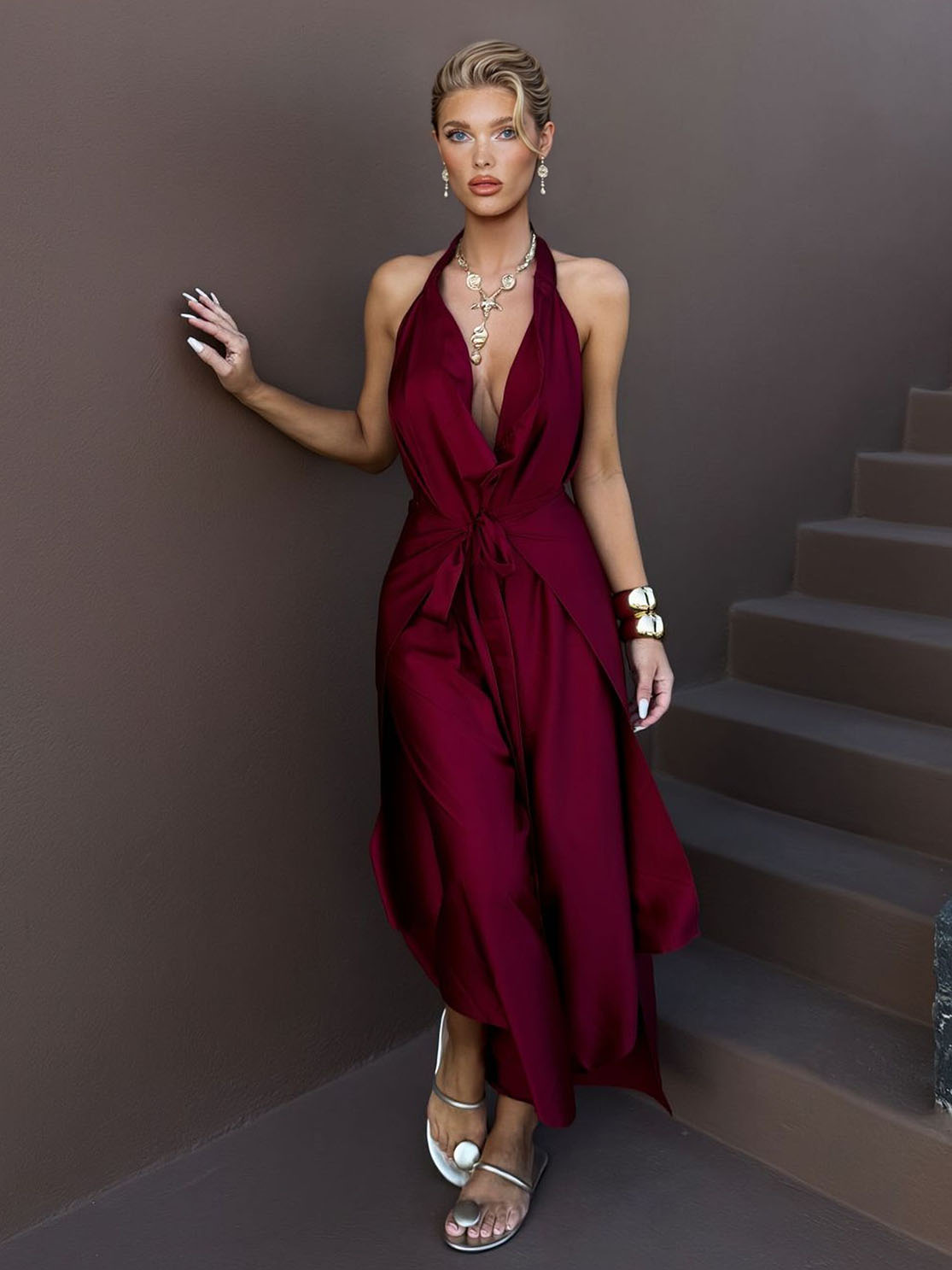 Elegant Satin Asymmetric Hem Convertible Jumpsuit
