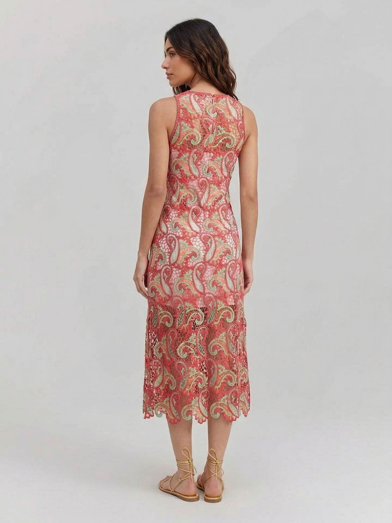 Exquisite Paisley Crochet Midi Dress