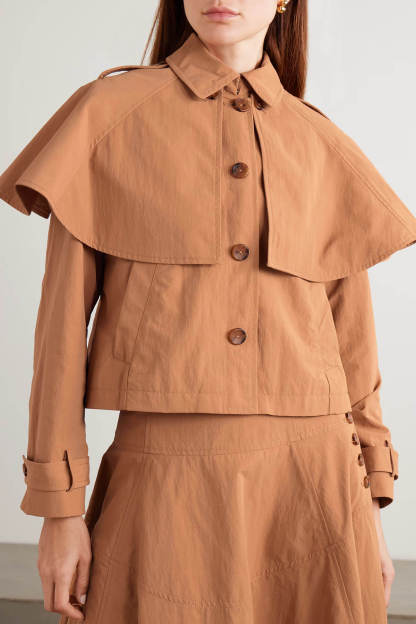 Delicate Cape-Effect Crinkled-Shell Jacket