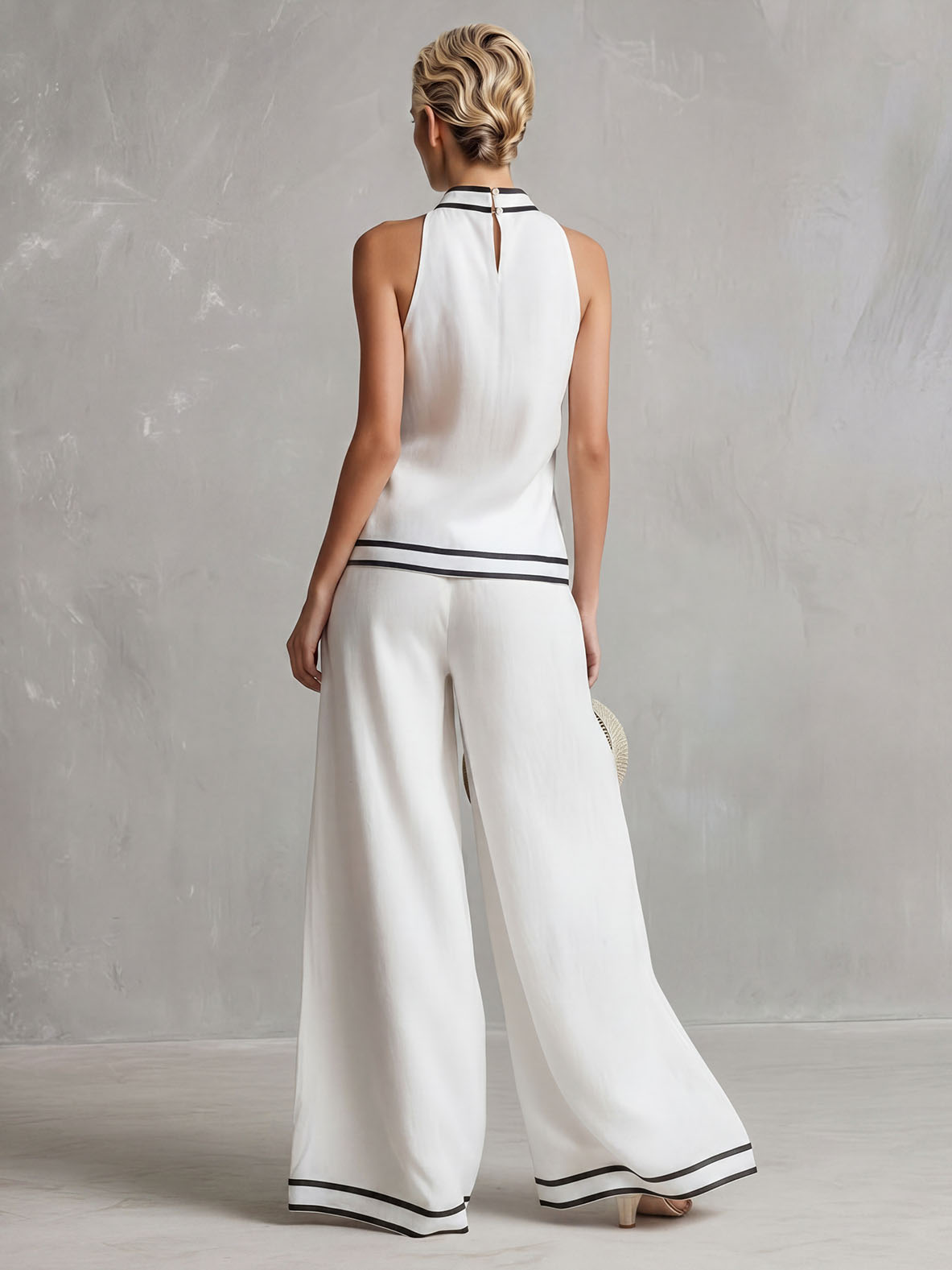 Minimalist Halter Neck Top & Pants Two-Piece Set
