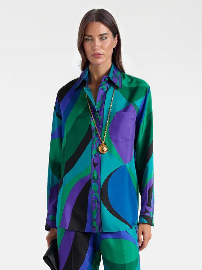 Unique Abstract Print Long-sleeved Shirt