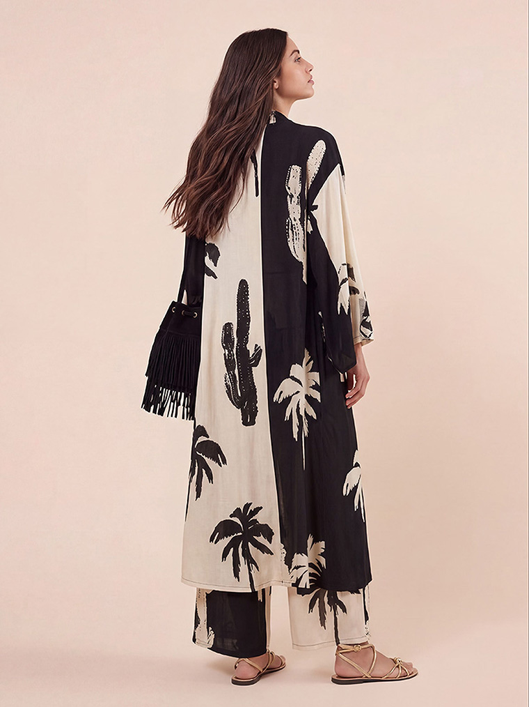 Bohemian Palm Print Three-Piece Beach Set
