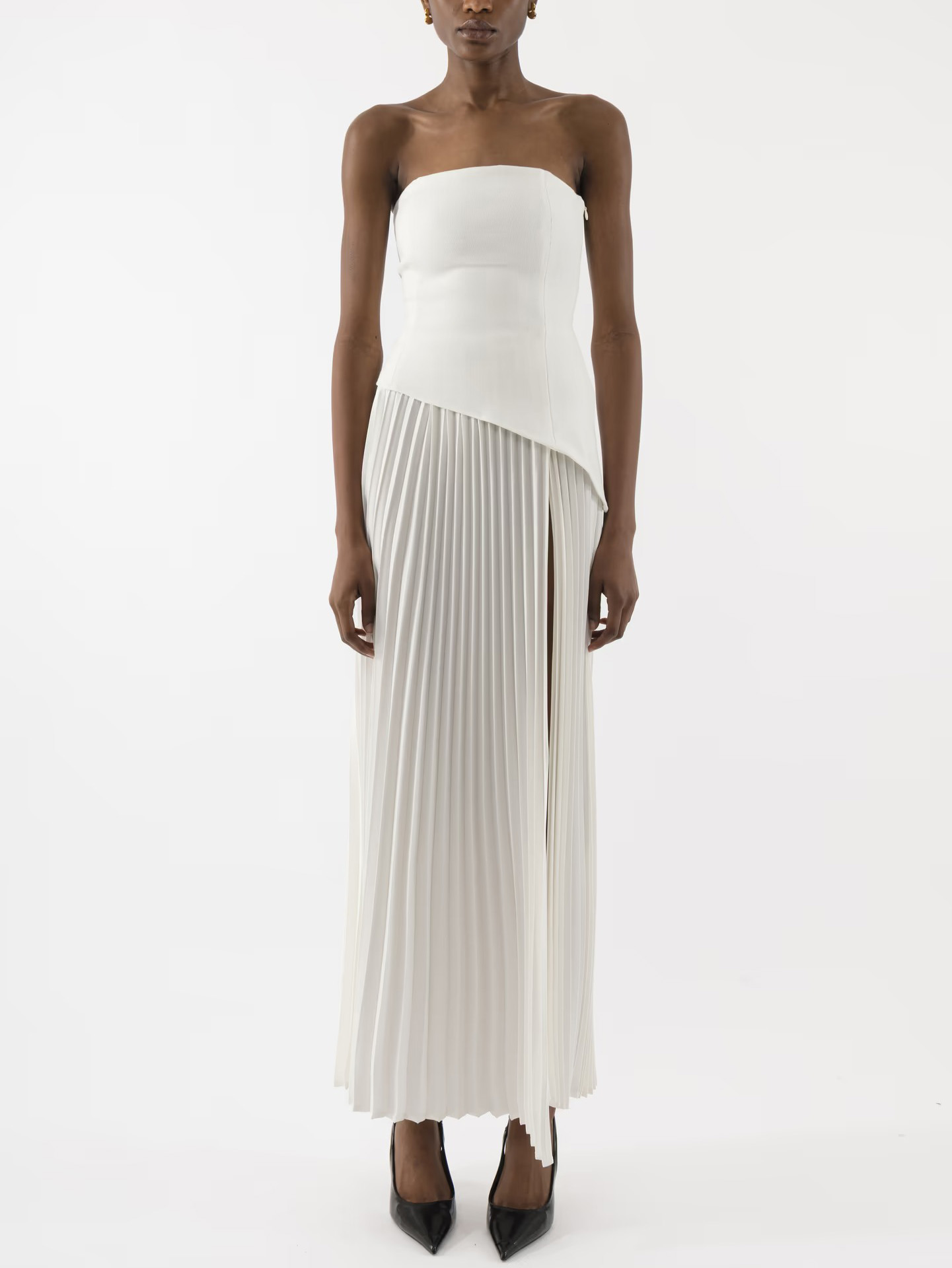 Elegant Wrap Neckline Pleated High Slit Maxi Dress