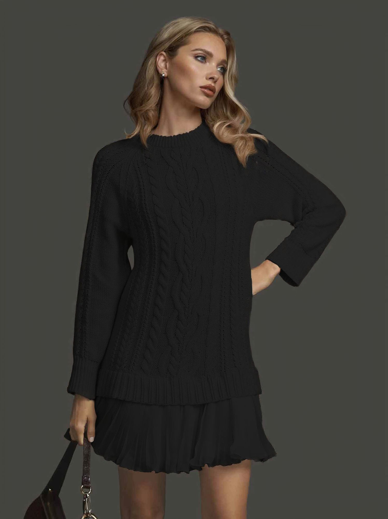 Casual Twist Sweater Mini Dress