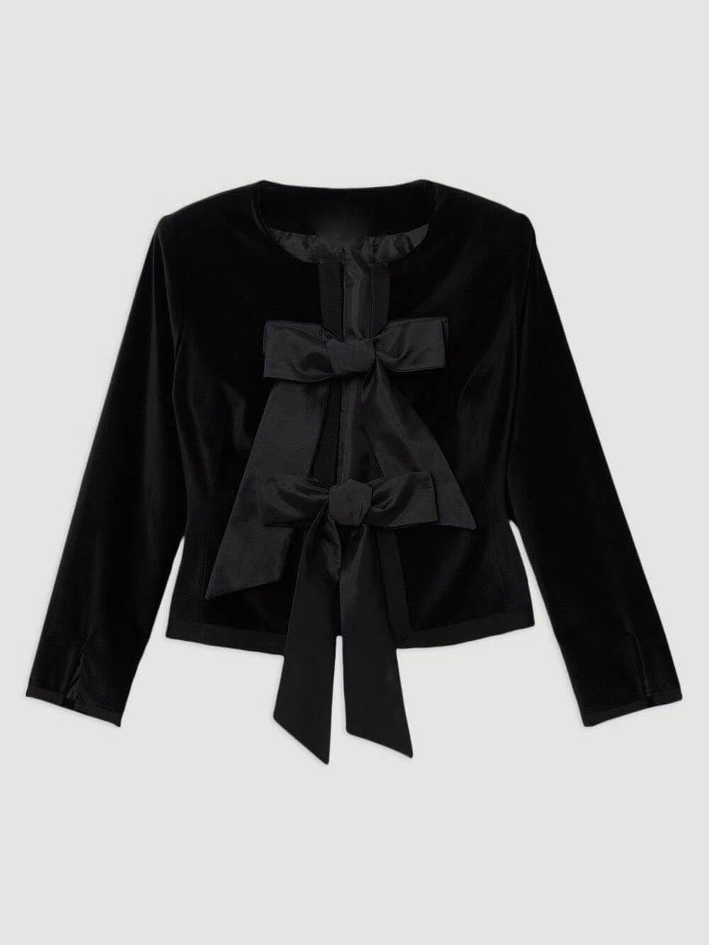 Elegant Bow-Tie Long-Sleeve French Blouse