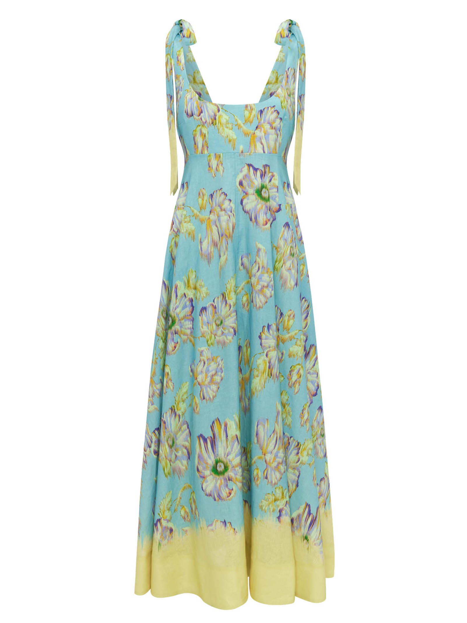 Elegant Floral Print Tie-Shoulder Maxi Dress