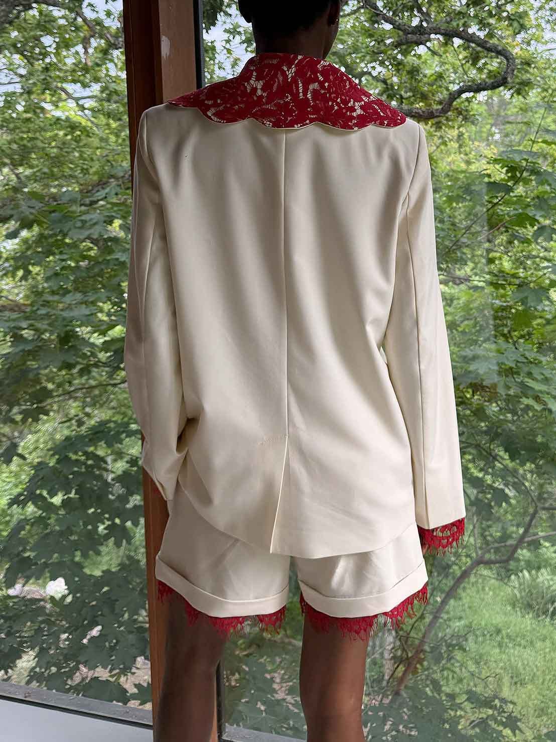 Elegant Lace-trimmed Blazer