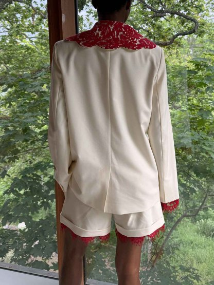 Elegant Lace-trimmed Blazer