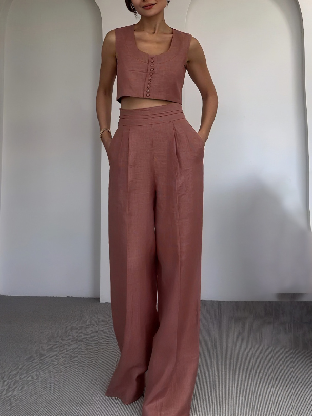 Casual Short Vest And Trousers Two-piece Set