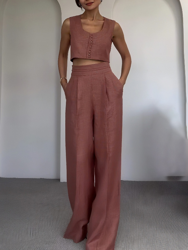 Casual Short Vest And Trousers Two-piece Set