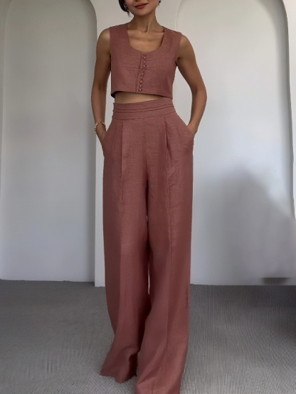 Casual Short Vest And Trousers Two-piece Set