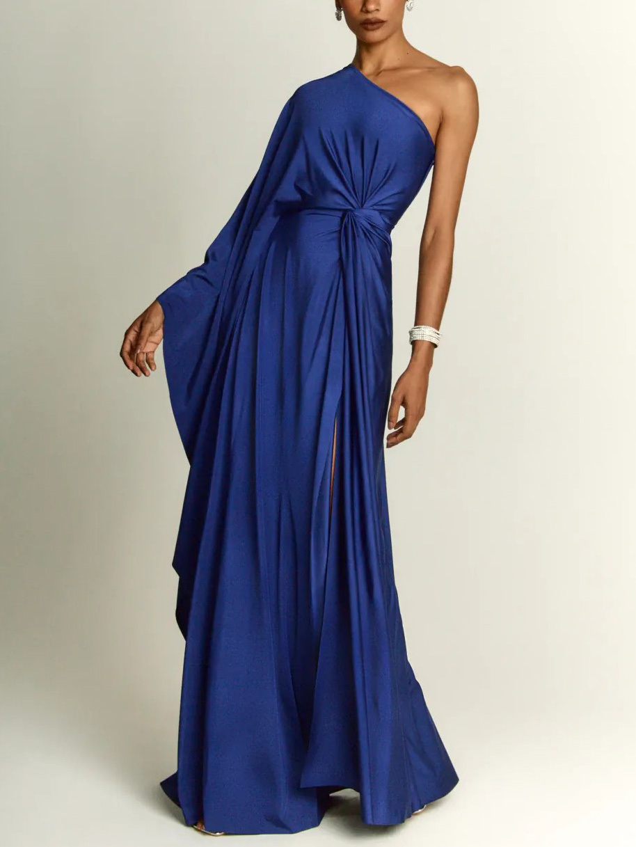 Elegant One Shoulder Long Party Slit Maxi Dress