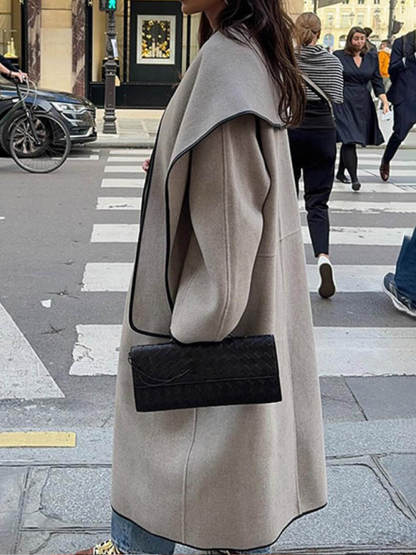 Fashion Casual Colorblock Loose-Fit Oversized Coat