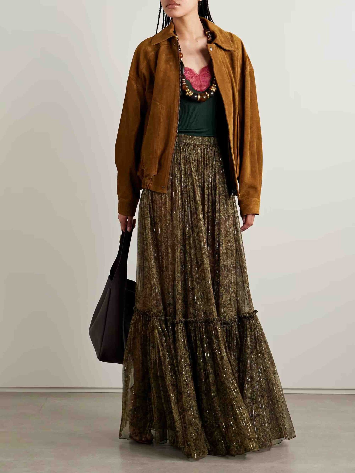 Retro Paisley Chiffon Print Skirt