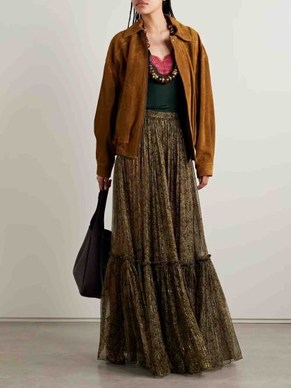 Retro Paisley Chiffon Print Skirt