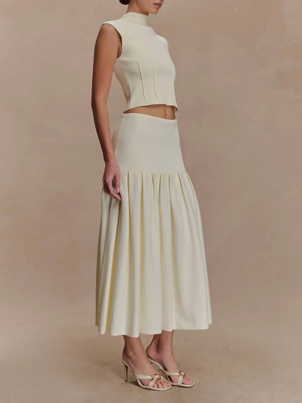 Exquisite High Neck Bandage Knit Top