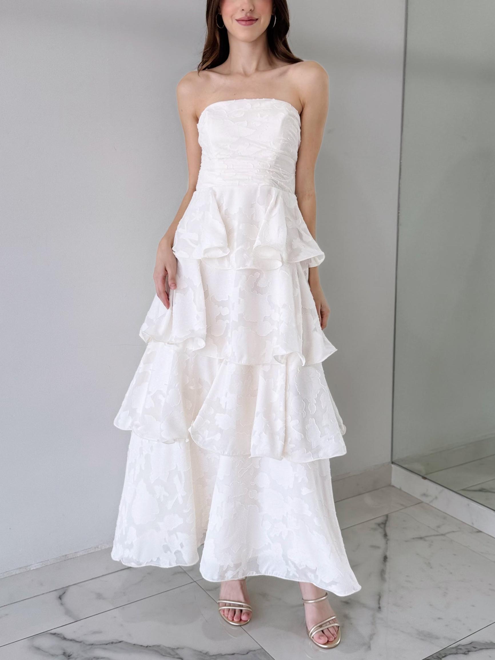 Elegant Wrap Neckline Ruffled Tiered Maxi Dress