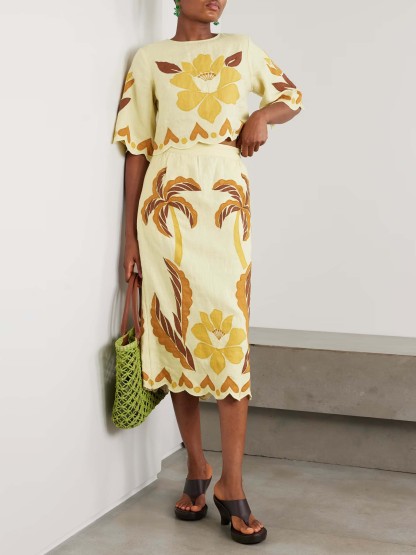 Unique Sunshine Floral Print Skirt