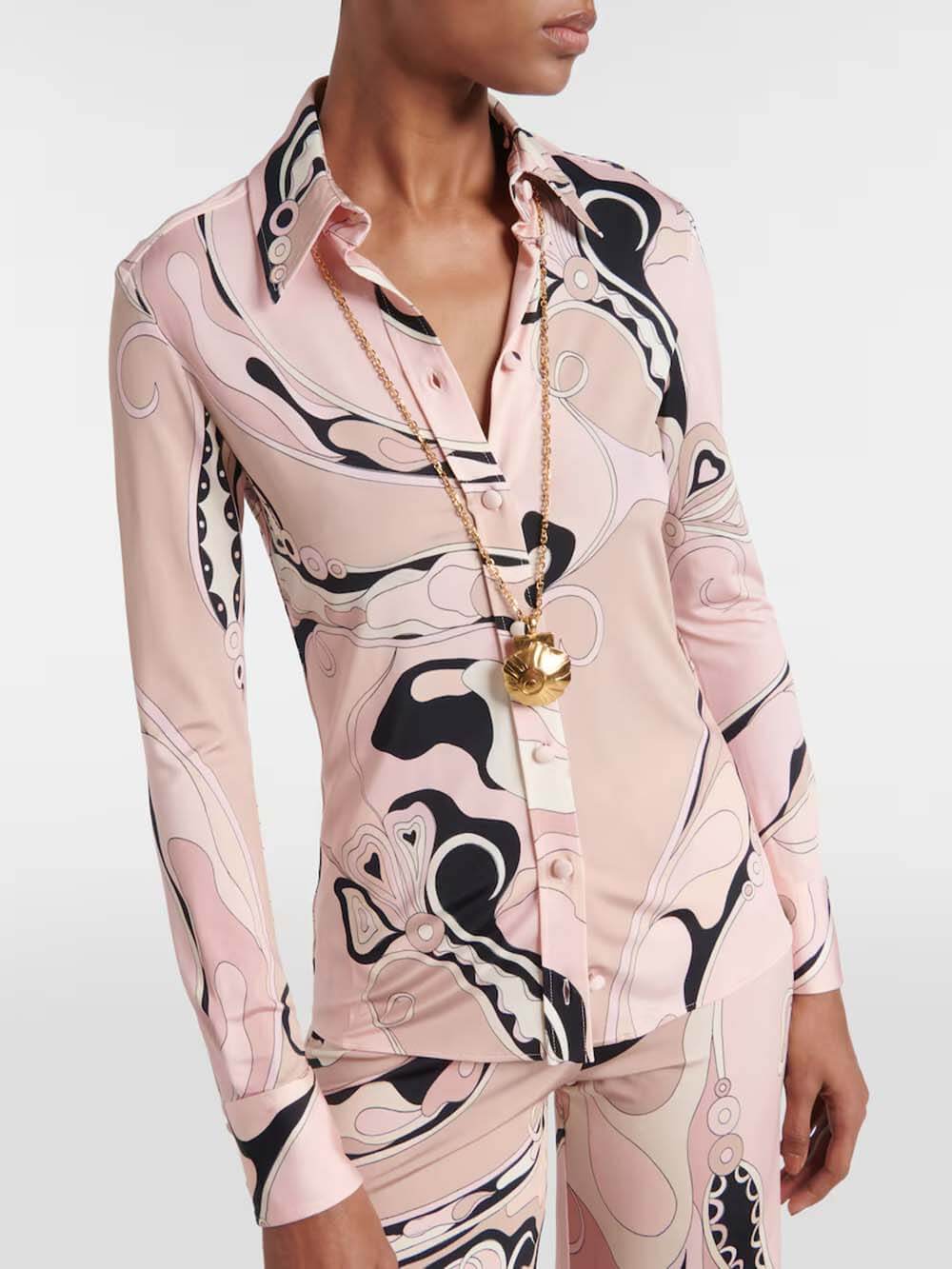 Unique Exquisite Floral Print Slim-Fit Button Shirt