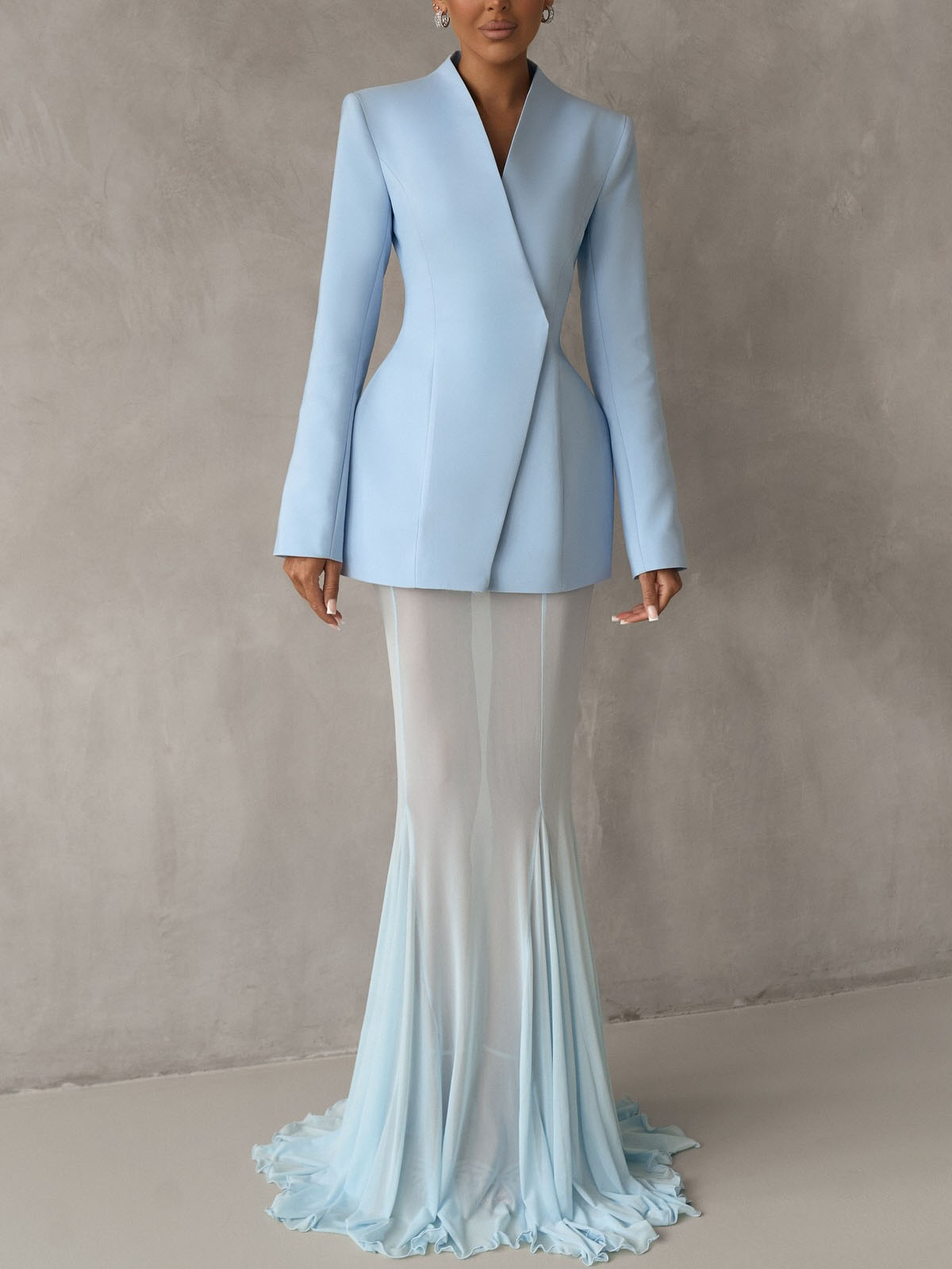 Elegant Asymmetric Concealed Button Blazer