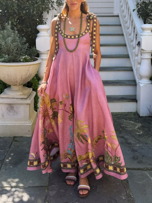 Unique Tropical Lizard Print Maxi Dress