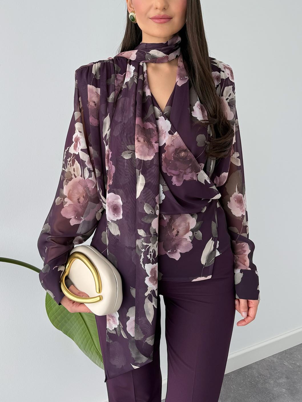 Exquisite Printed Long-sleeved Shirt Two-piece Set