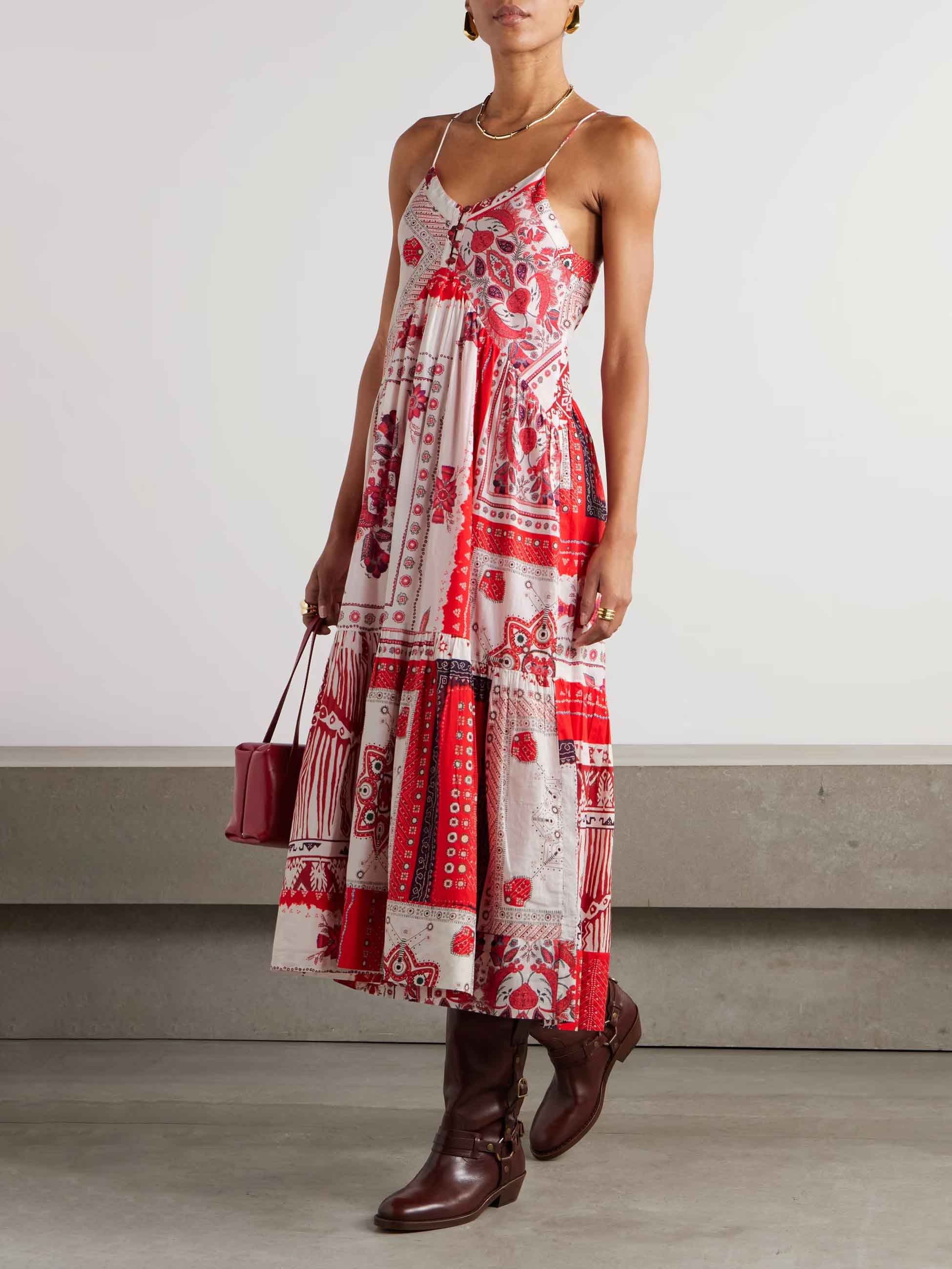 Casual Ethnic Bohemian Print Suspender Maxi Dress