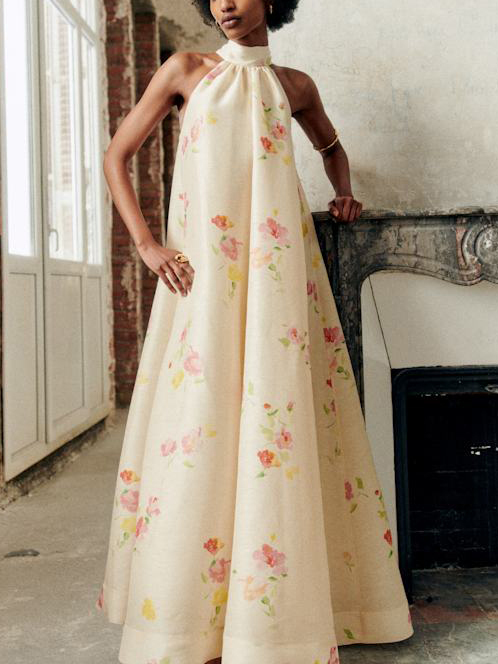 Exquisite Floral Print Sleeveless Maxi Dress