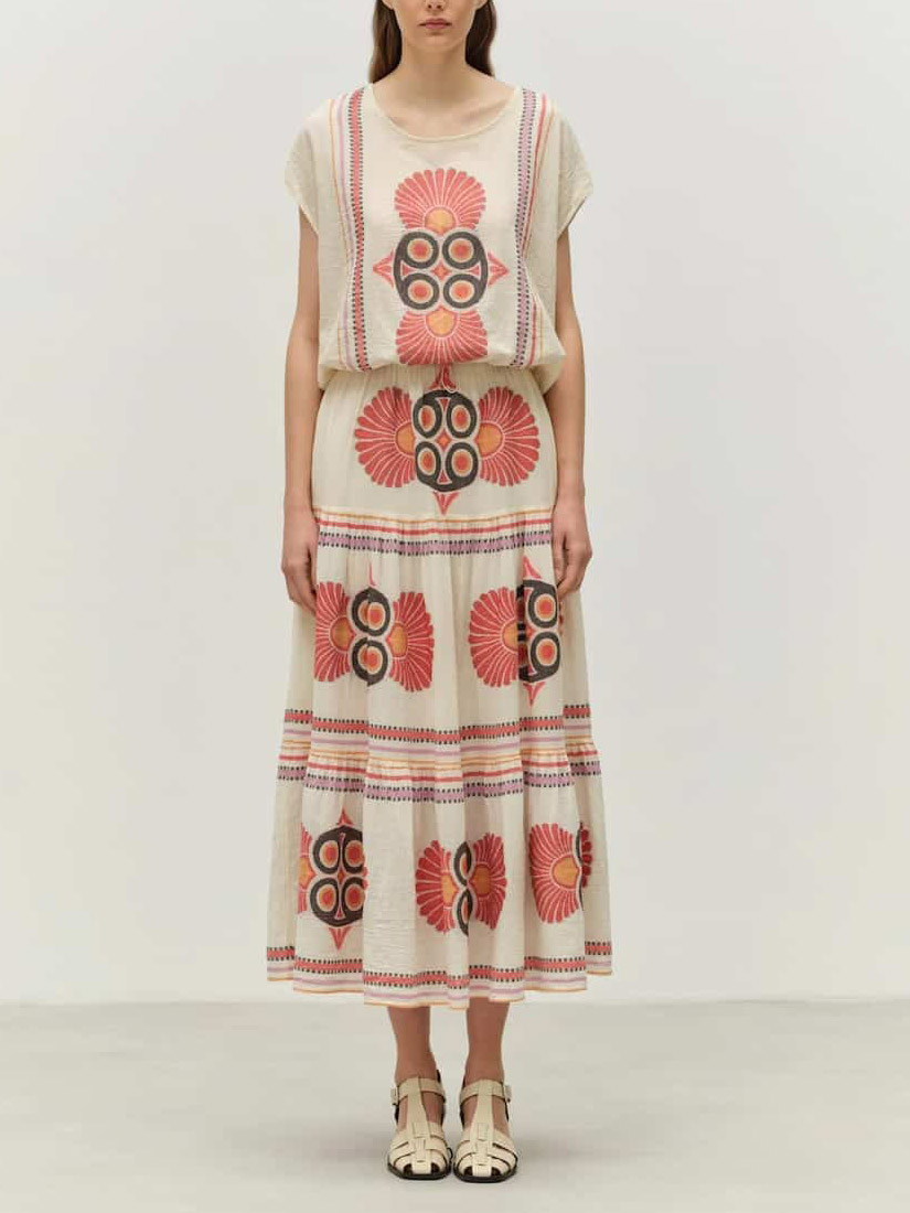 Retro Ethnic Floral Print Tank Top