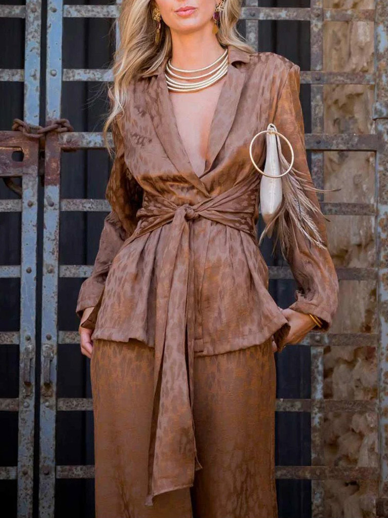 Elegant Satin Jacquard Wide-leg Pants