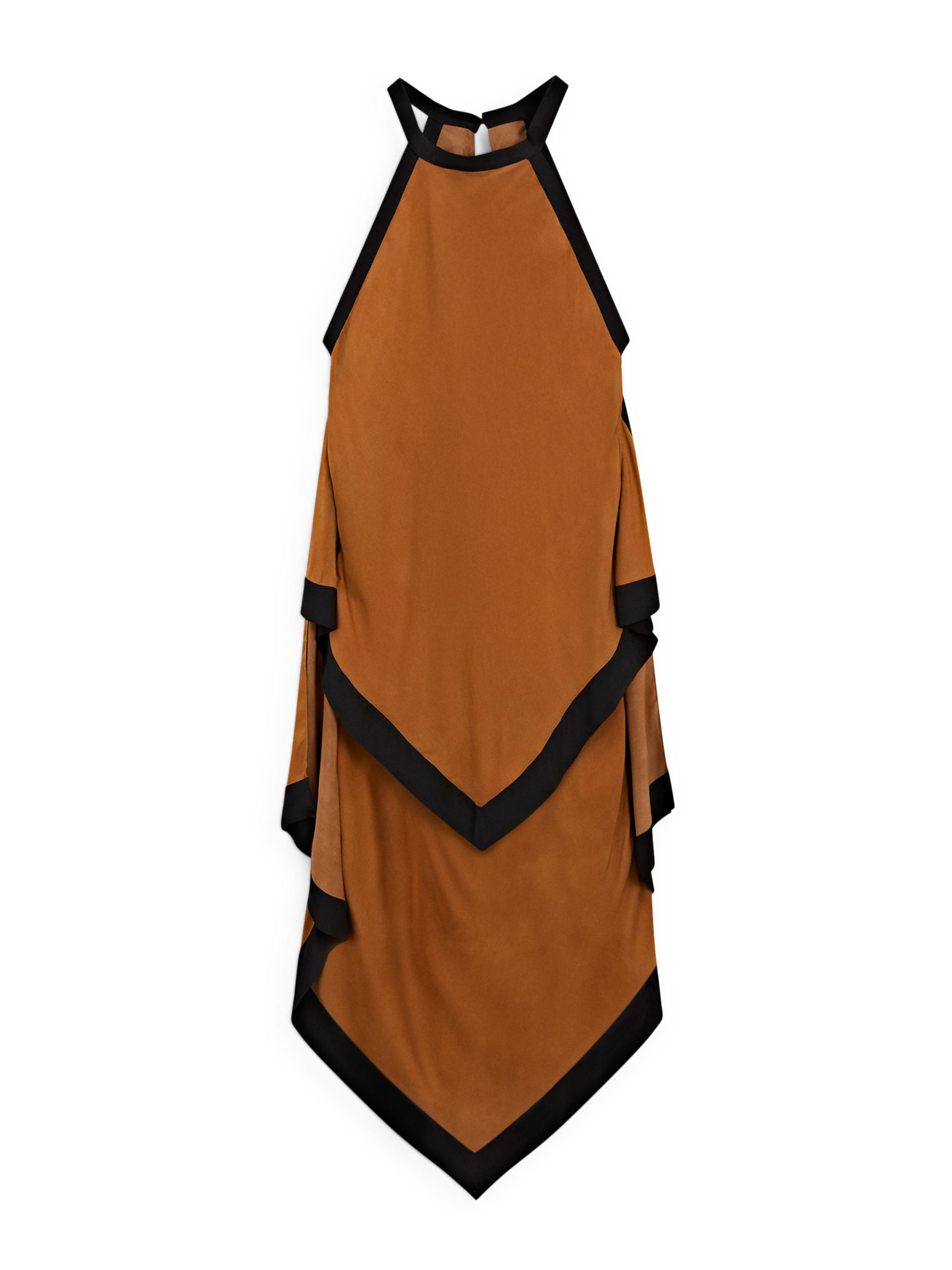 Elegant Color Block Halter Asymmetric Hem Midi Dress