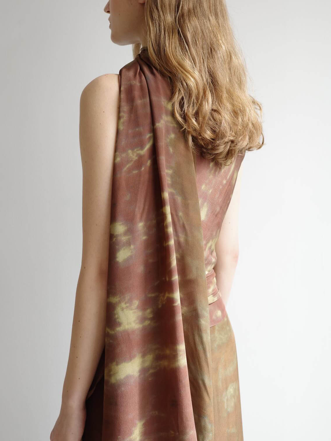 Brown Ombre Tie-Dye Satin Two-Piece Set