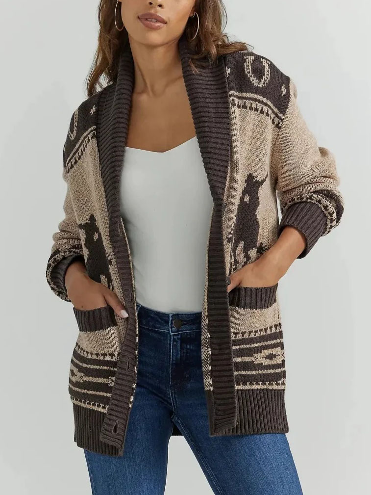 Retro Casual Pattern Cardigan Sweater