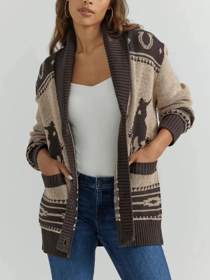 Retro Casual Pattern Cardigan Sweater