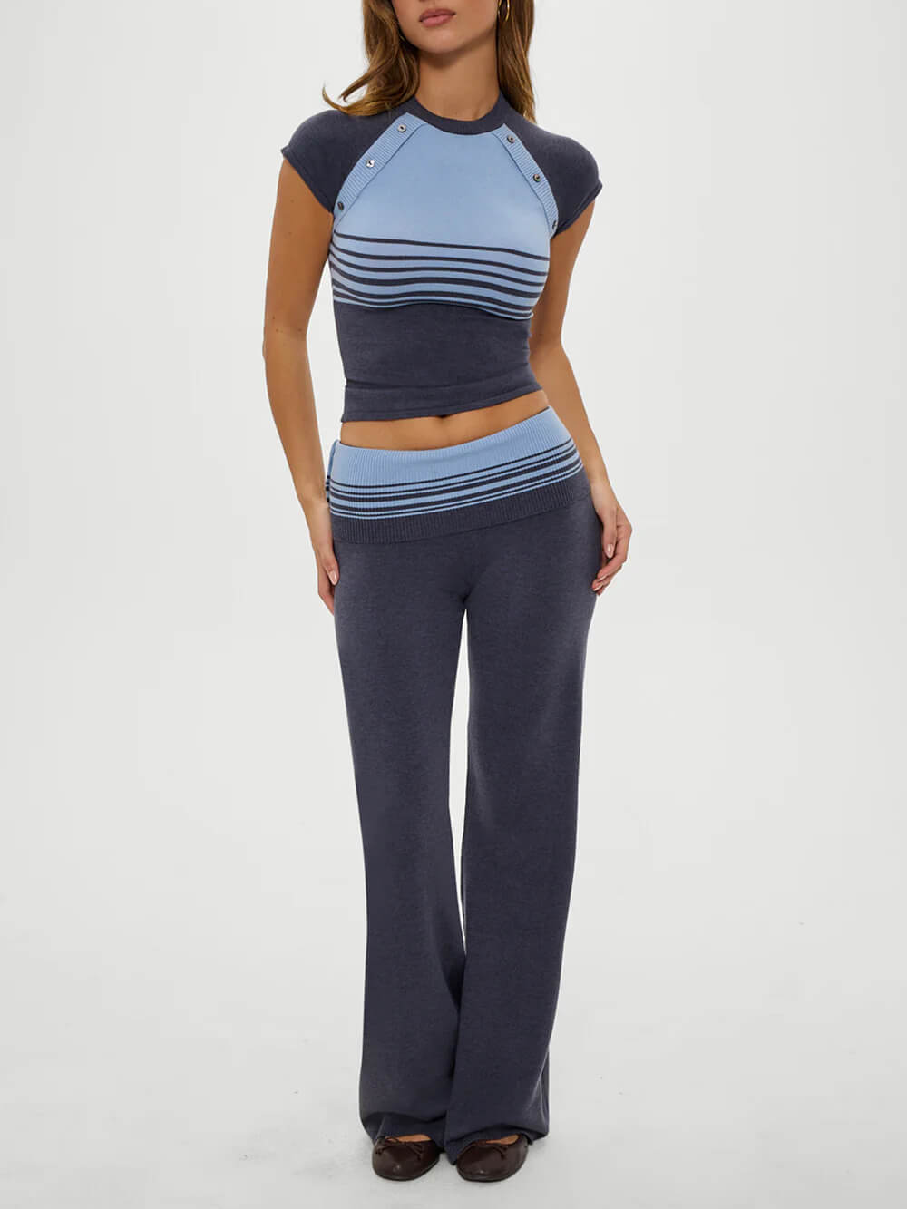 Retro Striped Button-Detail Knit Shirt