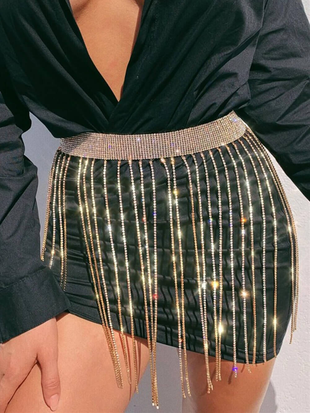 Tassel Rhinestone Chain Belt