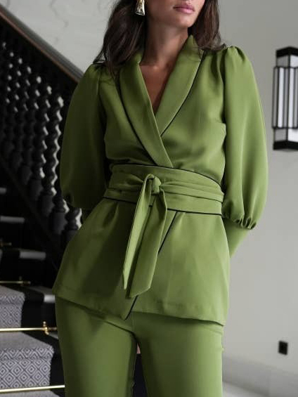 Exquisite Wrap-Around Belted Blazer