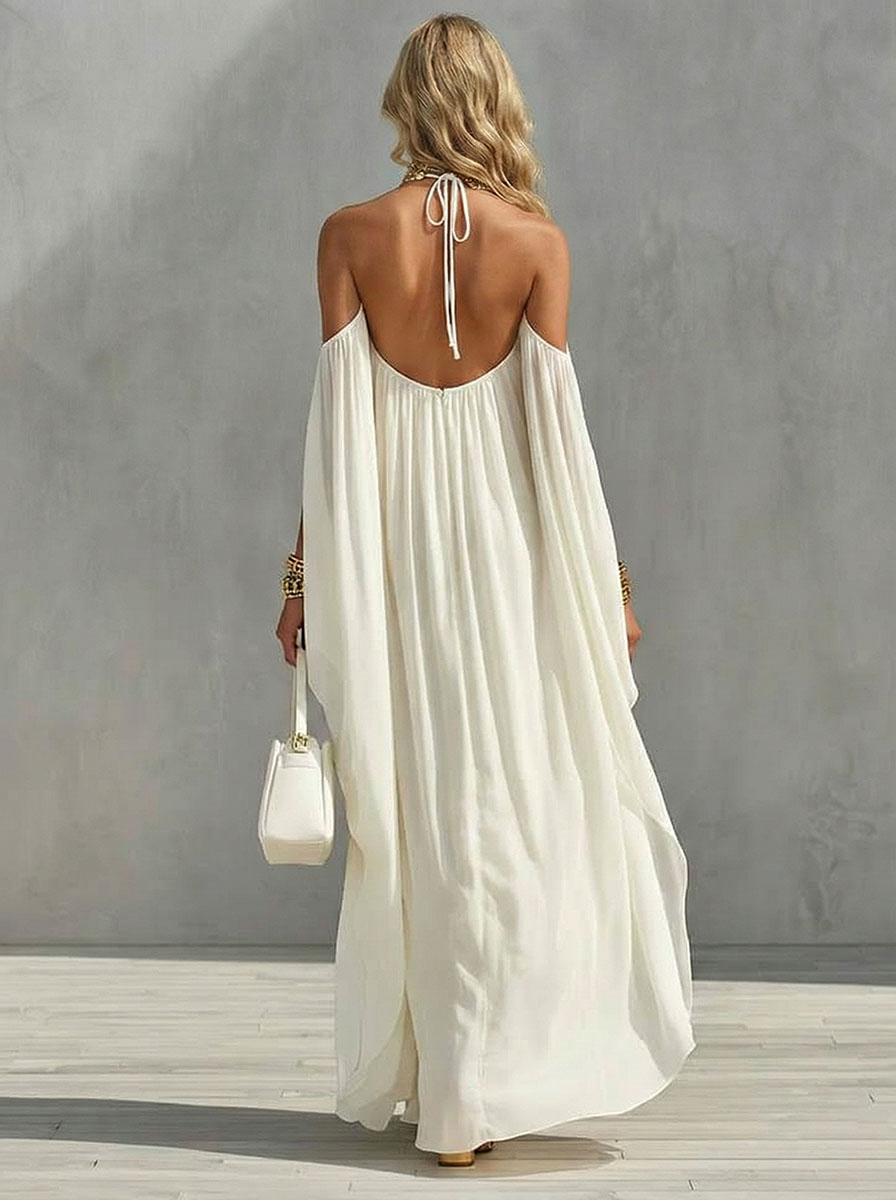 Elegant Off-the-shoulder Loose-fitting Maxi Dress