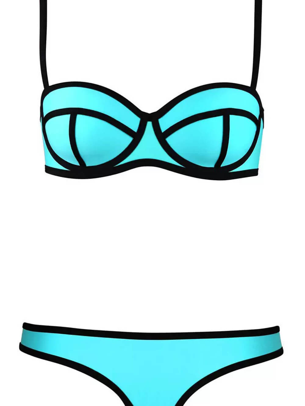 LikeMyChoice Geometric Contrast Trim Bikini Ste