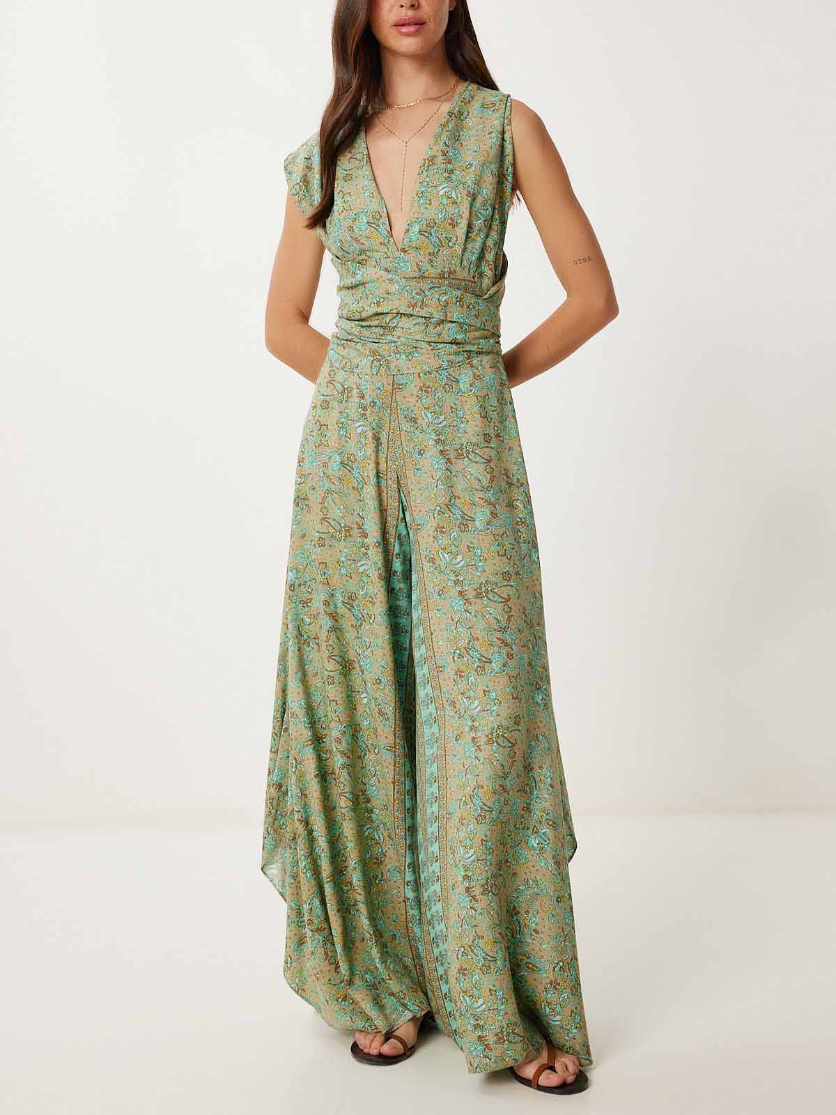 Retro Paisley Ethnic Print Jumpsuit