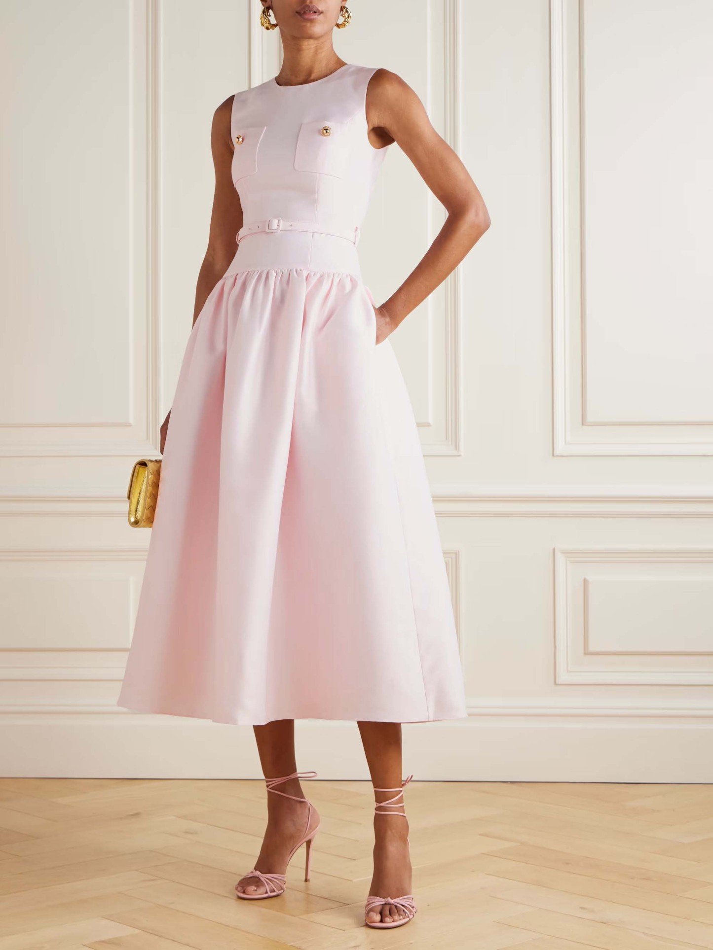 Elegant Sleeveless Belted Midi Dress