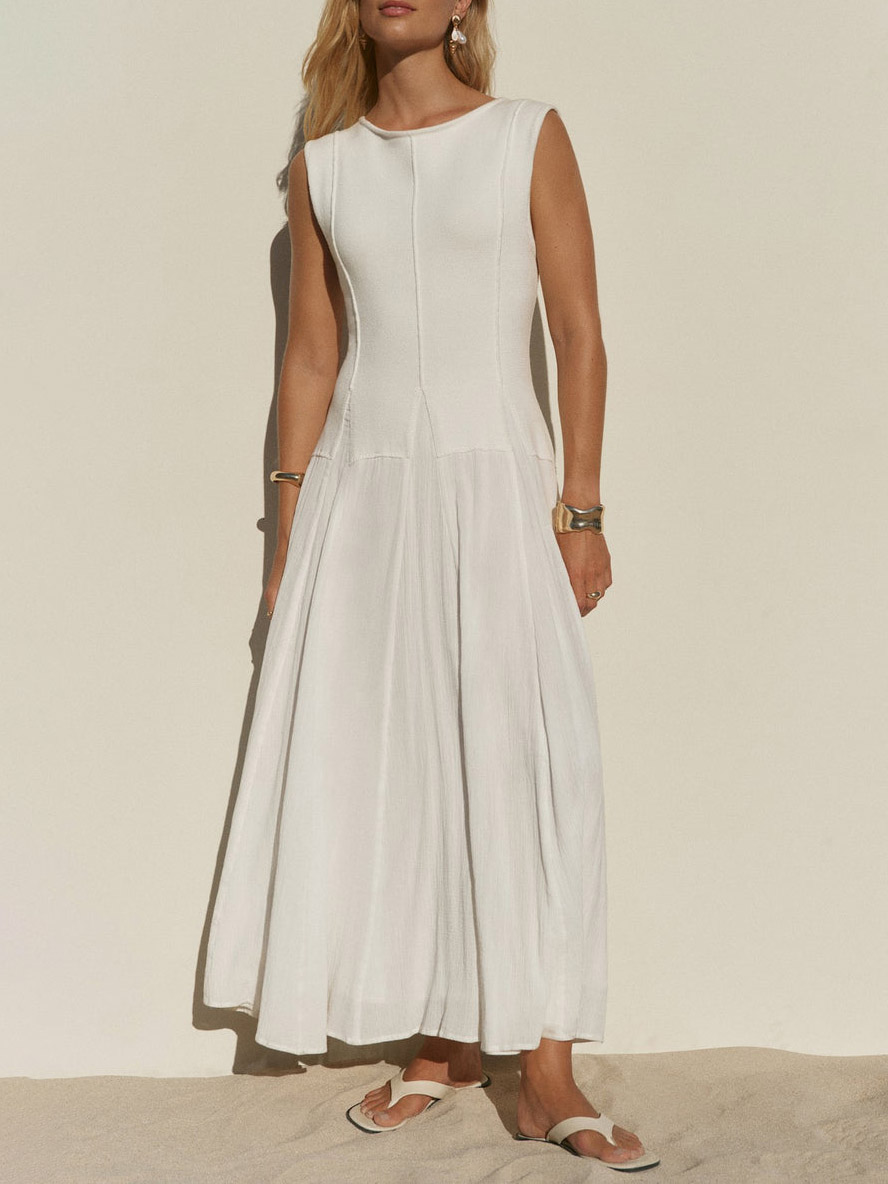 Casual Textured Knit Sleeveless Maxi Dress