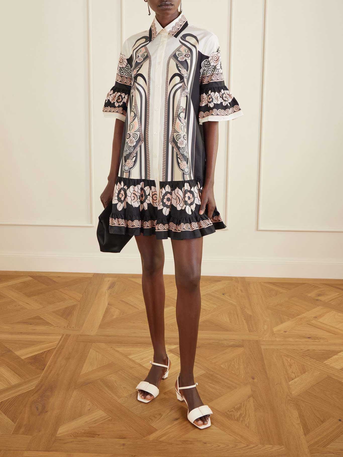Elegant Satin Abstract Print Mini Dress