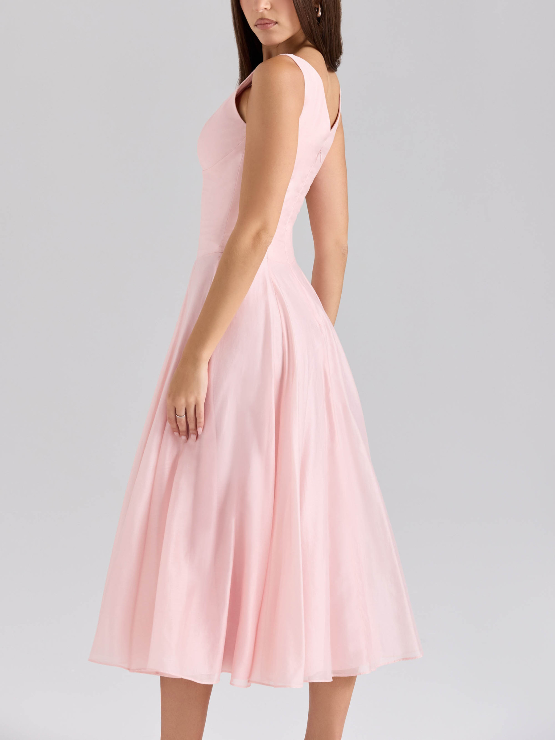 Elegant V-neck Chiffon Button Midi Dress