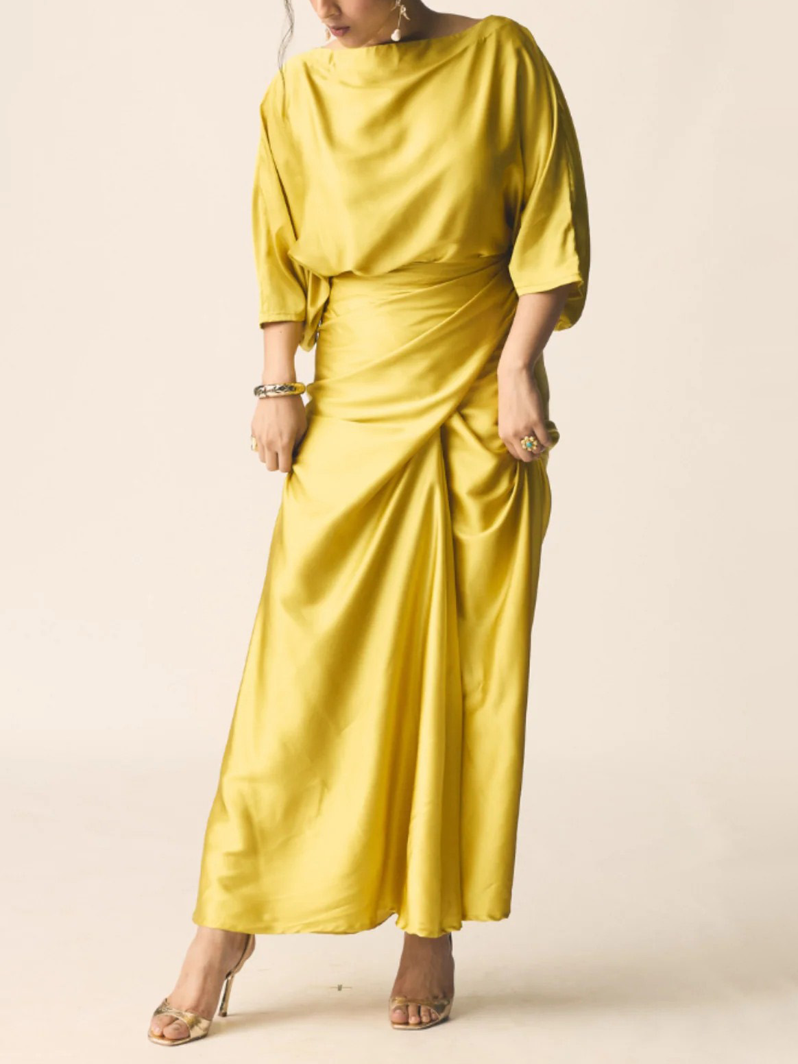 Elegant Pleated Long Dress Two-piece Set